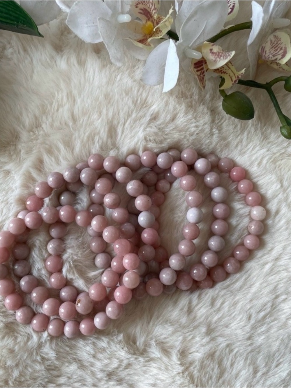 Pink opal stretch bracelet x2